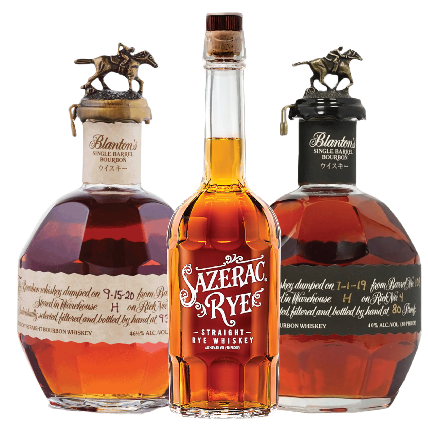 Blanton's Red Edition Bourbon, Blanton's Single Barrel Black Label, Sazerac Rye Whiskey Package - Liquor Bar Delivery