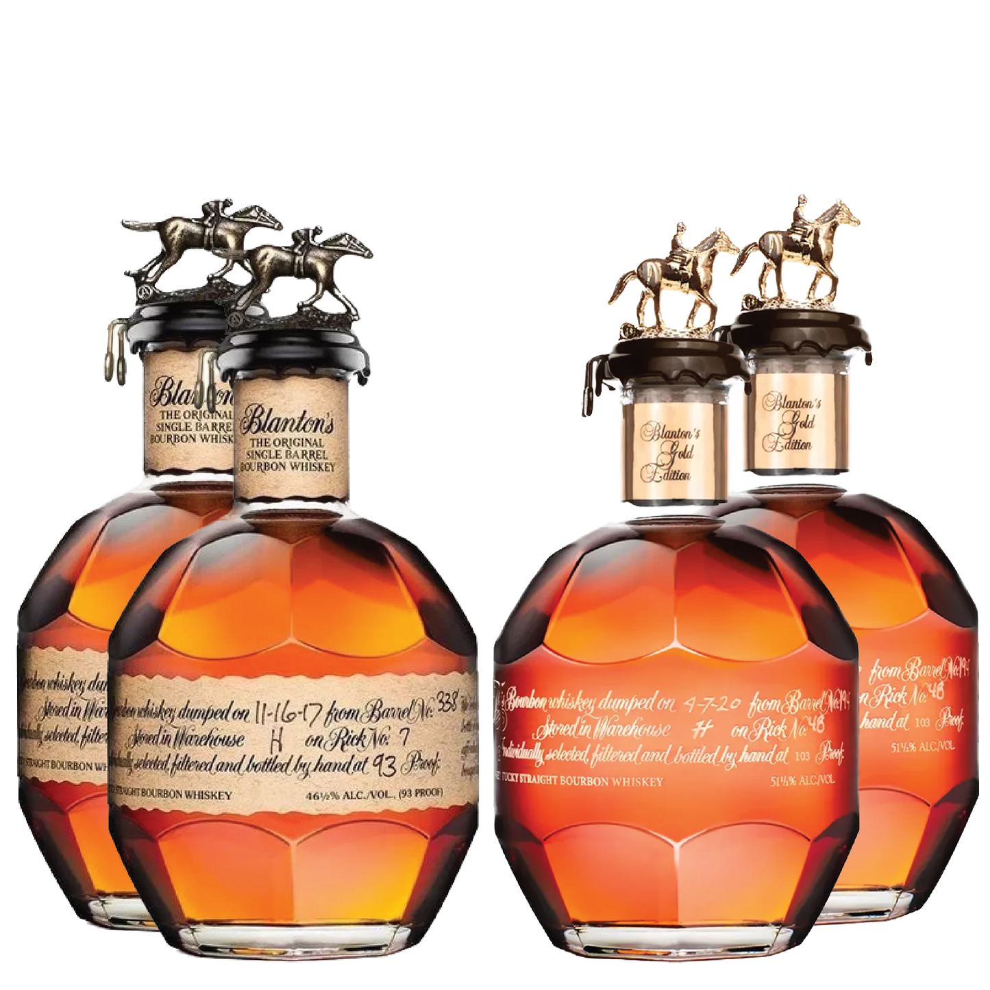 2 BLANTON'S SINGLE BARREL & 2 BLANTON’S GOLD EDITION BUNDLE - Liquor Bar Delivery