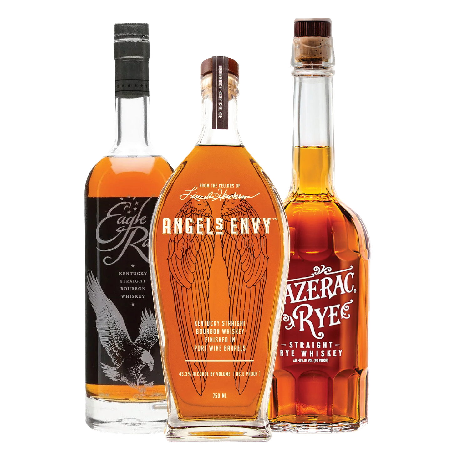 Eagle Rare and Angel's Envy Bourbon, Sazerac Rye Whiskey Package - Liquor Bar Delivery