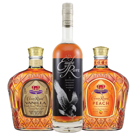 Eagle Rare, Crown Royal Vanilla, and Crown Royal Peach Bundle 