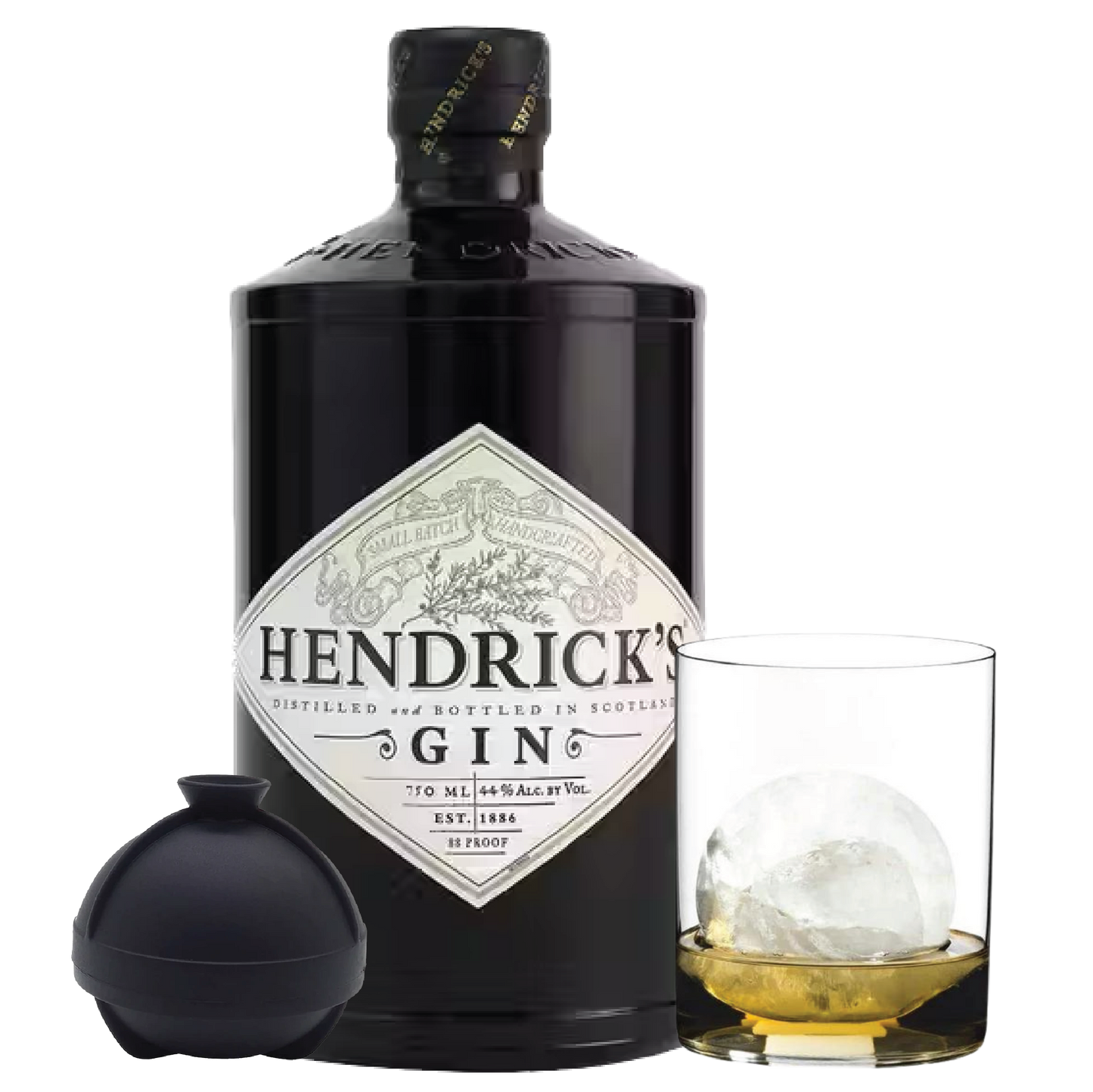 Hendrick's Gin, Tumbler, Sphere Ice Ball Mold  Bundle