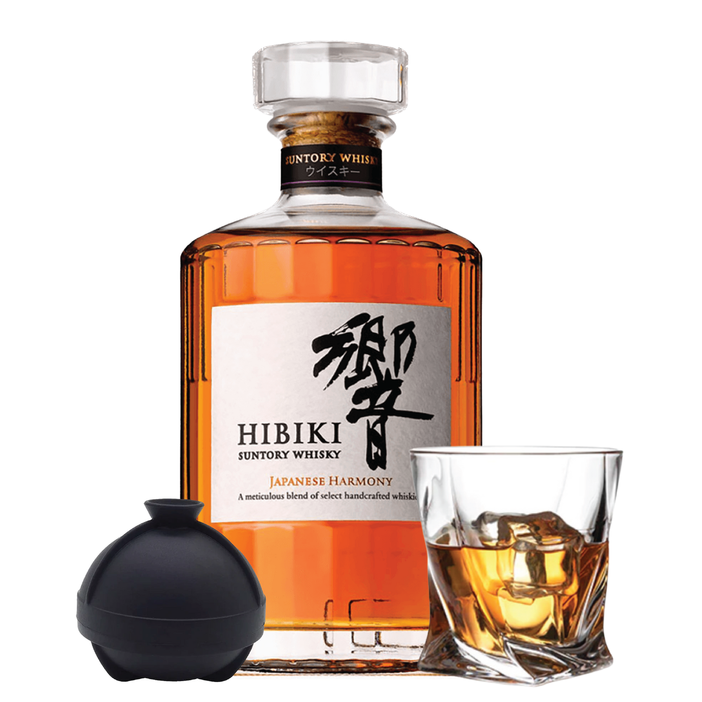 Hibiki Suntory, Whiskey Glass & Sphere Ice Ball Mold Bundle