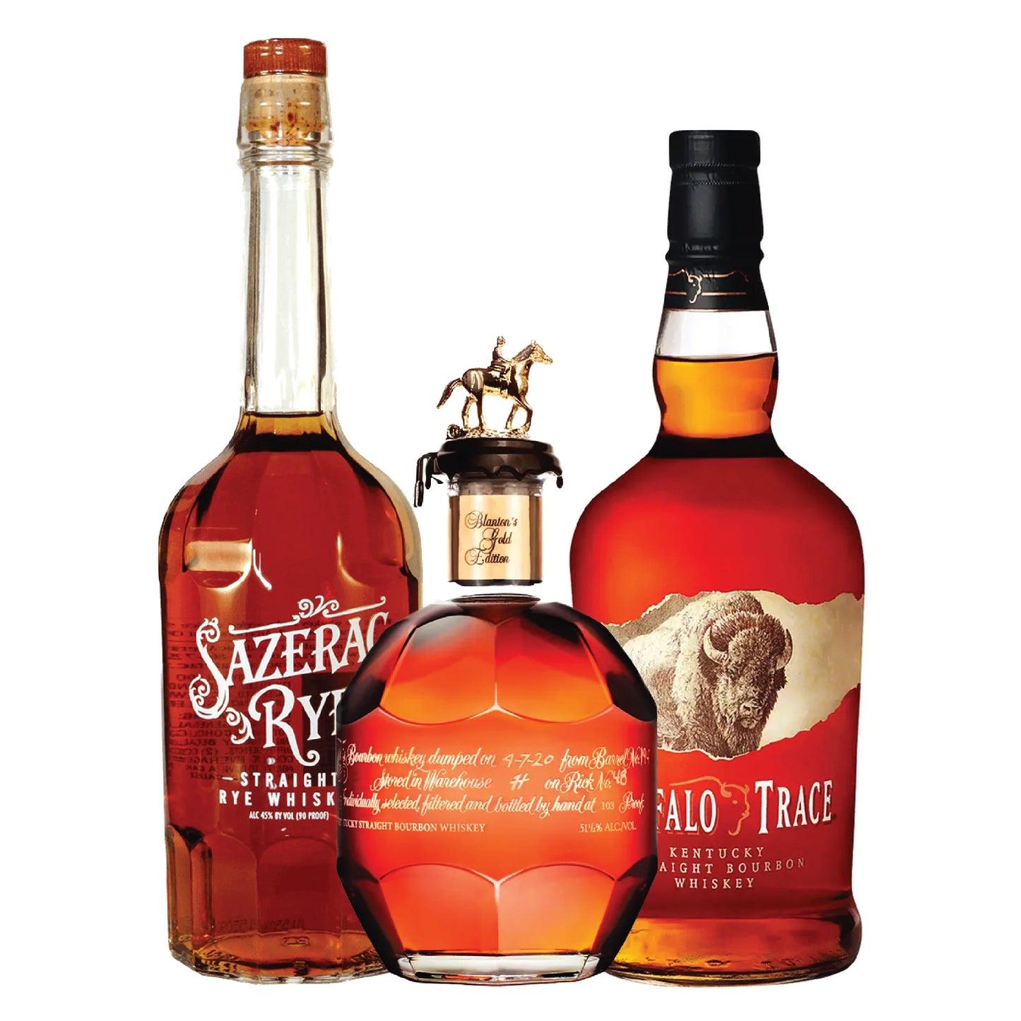 Sazerac Rye, Buffalo Trace Kentucky Straight, Blantons Gold Package - Liquor Bar Delivery