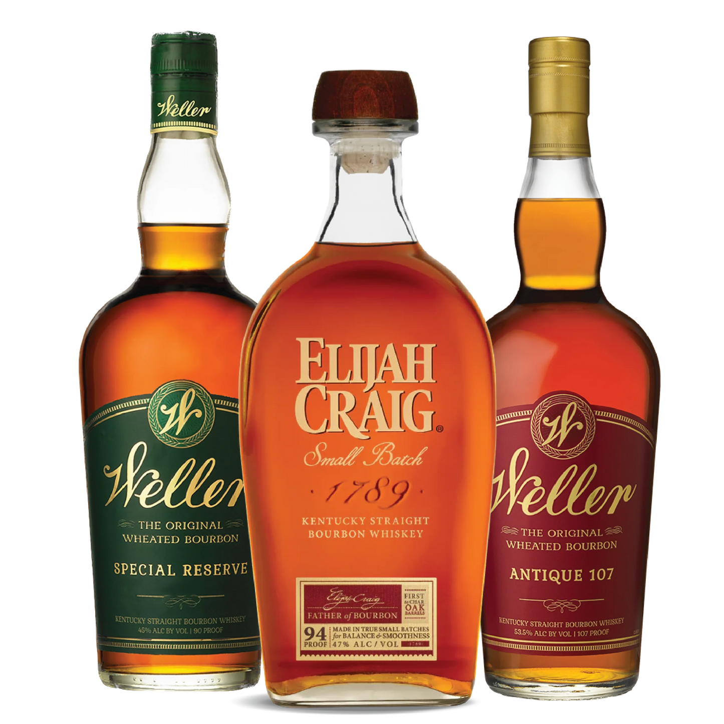 Weller Special Reserve, Weller Antique 107, Elijah Craig Barrel Proof Bundle - Liquor Bar delivery