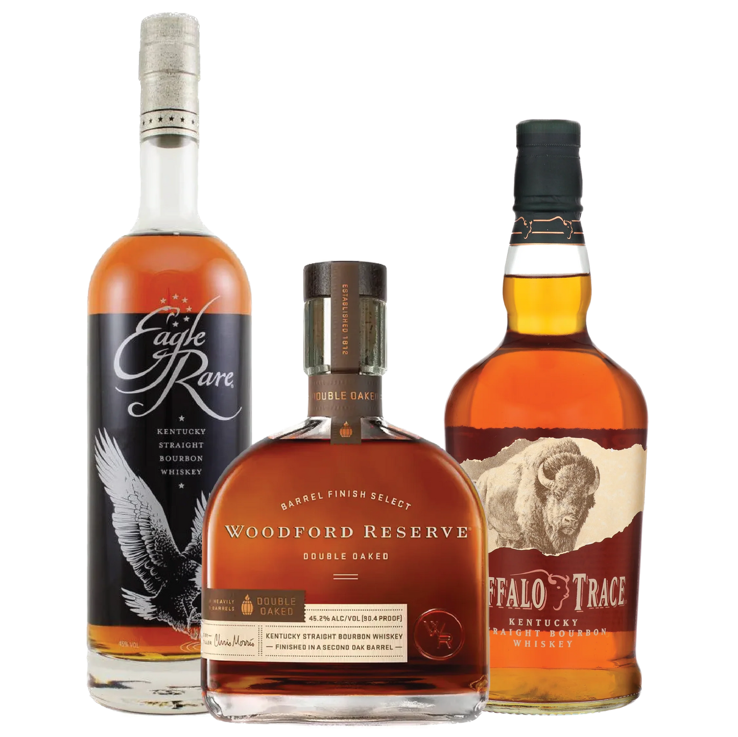 Woodford Reserve Double Oaked Bourbon, Eagle Rare Bourbon, Buffalo Trace - Liquor Bar Delivery